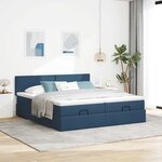 VidaXL Cadre de lit ottoman avec matelas bleu 180x200 cm tissu