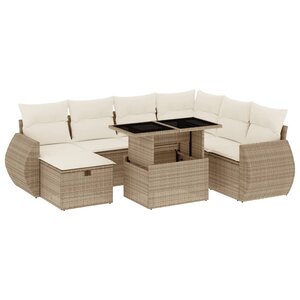 vidaXL Salon de jardin avec coussins 8 Pièces beige résine tressée