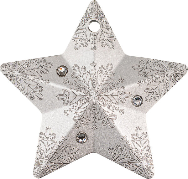 Monnaie SNOWFLAKE STAR Holiday Ornament 1 Oz Argent $ Cook Islands 2023 (PRÉCOMMANDE)