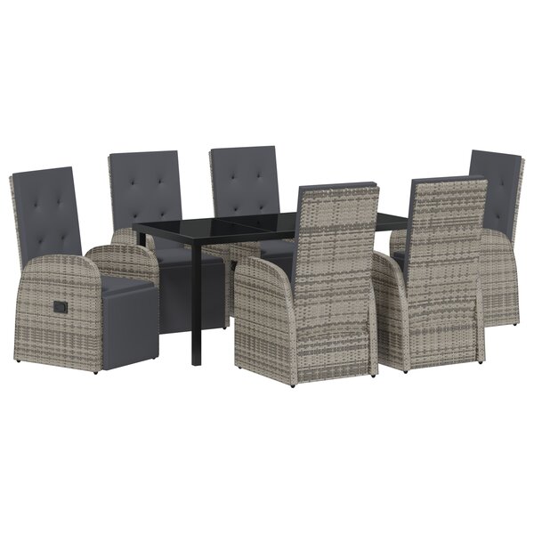 vidaXL Ensemble de salle à manger de jardin 7 pièces avec coussins Gris Poly Rattan