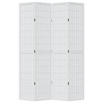 vidaXL Cloison de séparation 4 panneaux blanc bois de paulownia massif
