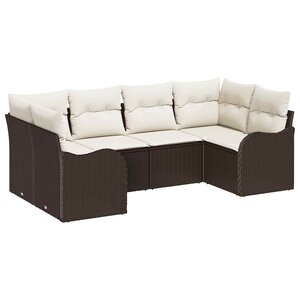 vidaXL Ensemble de canapé de jardin 6 Pièces Marron Poly rotin