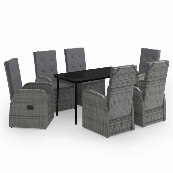 vidaXL Ensemble à manger de jardin avec coussins 7 Pièces Gris