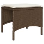 vidaXL Canapé de jardin 2 places avec table et tabourets marron rotin