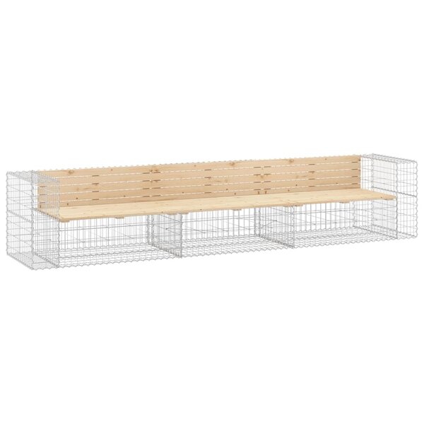 vidaXL Banc de jardin design gabion 347x71x65 5 cm bois massif de pin