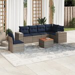 vidaXL Salon de jardin 7 Pièces avec coussins gris résine tressée