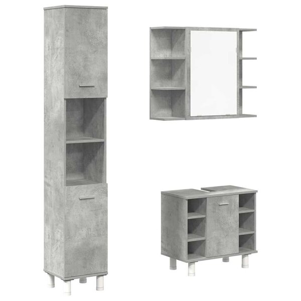 vidaXL Ensemble de meubles de salle de bain 3 Pièces gris béton