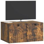 vidaXL Meuble TV mural Chêne fumé 59 5 x 41 x 30 cm Bois d'ingénierie
