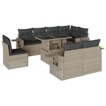 vidaXL Salon de jardin 9 Pièces avec coussins gris clair résine tressée