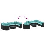 vidaXL Salon de jardin 10 Pièces avec coussins noir résine tressée