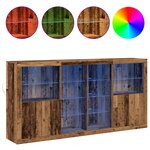 Buffet vidaXL avec lumières LED Bois vieux 202x37x100 cm Bois reconstitué