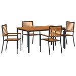 vidaXL Ensemble repas 5 pièces Noir Poly Rattan Acacia