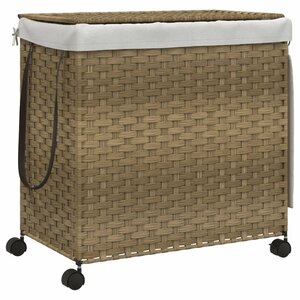 vidaXL Panier à linge avec roulettes 60x35x60 5 cm résine tressée