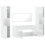 vidaXL Ensemble de meubles de salle de bain 4 Pièces blanc brillant