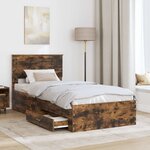vidaXL Cadre de lit Chêne fumé 90 x 190 cm Bois d'ingénierie