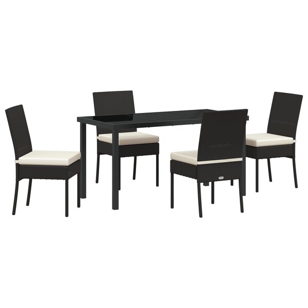 vidaXL Ensemble de Salle à Manger de Jardin 5 Pièces Noir Poly Rattan