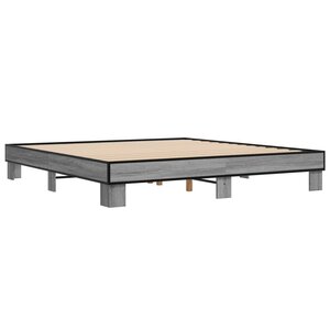 vidaXL Cadre de lit sonoma gris 160x200 cm bois d'ingénierie et métal