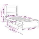 vidaXL Lit de Rangement Chêne fumé 90 x 200 cm Bois d'ingénierie
