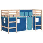 vidaXL Lit mezzanine enfants avec rideaux sans matelas bleu 90x190 cm