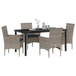 vidaXL Ensemble table et chaises avec coussin 5 Pièces Gris Rotin PE