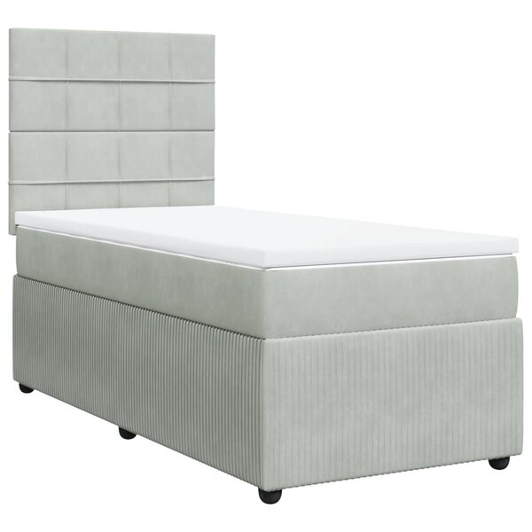vidaXL Sommier à lattes de lit et matelas Gris clair 100x200cm Velours