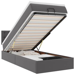 VidaXL Cadre de lit ottoman avec matelas gris 100x200 cm similicuir
