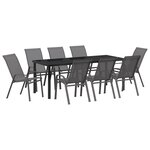 Ensemble de salle à manger de jardin 9 pièces vidaXL Gris Textilène et Acier