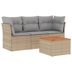 vidaXL Salon de jardin avec coussins 4Pièces mélange beige résine tressée