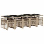 vidaXL Ensemble à manger de jardin et coussins 11 Pièces beige poly rotin