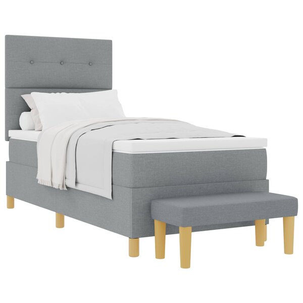 vidaXL Lit à ressorts avec tête de lit Gris clair 200 x 90 cm tissu