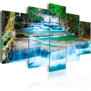 Tableau - cascade bleue à kanchanaburi  thaïlande l x h en cm 100x50
