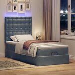 vidaXL Cadre de lit ottoman avec matelas gris foncé 90x190 cm velours