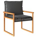 vidaXL Salon de jardin 4 Pièces avec coussins Noir Résine tressée