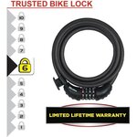 Antivol pour vélo 8120EURDPRO - Câble torsadé en acier - 1 8 m de longueur