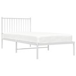 vidaXL Cadre de lit métal sans matelas avec tête de lit blanc 90x200cm