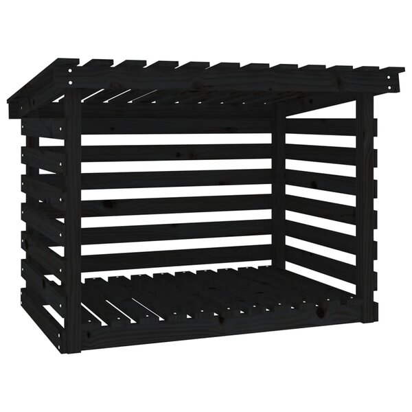 vidaXL Support pour bois de chauffage Noir 108x73x79 cm Bois de pin