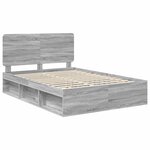 vidaXL Cadre de lit Gris Sonoma 140 x 200 cm Bois de pin massif