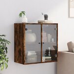 vidaXL Armoire murale avec portes en verre chêne fumé 68x37x68 5 cm