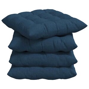 vidaXL Coussins de siège 4 Pièces Bleu 40 x 40 x 6 cm tissu