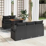 vidaXL Ensemble de canapé de jardin 6 Pièces Noir Poly rotin
