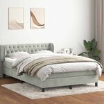 vidaXL Sommier à lattes de lit et matelas gris clair 160x220cm velours