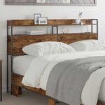 vidaXL Tête de lit avec étagère Chêne fumé 120 cm Bois d'ingénierie