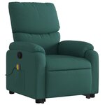 vidaXL Fauteuil inclinable de massage Vert foncé Tissu