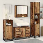 vidaXL Ensemble de mobilier de salle de bain 3 Pièces Bois ancien