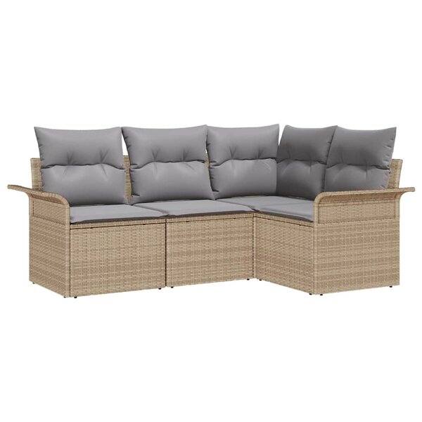 vidaXL Ensemble de canapé de jardin 4 Pièces Beige Poly rotin