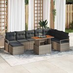 vidaXL Ensemble de canapé de jardin 9 Pièces Gris Poly rotin