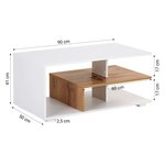 Table basse 90x50 cm de salon rangement en bois