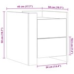 vidaXL Table de chevet blanc 45x50x50 cm bois d’ingénierie