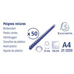 Boite 50 Reliures Spirales Plastique 25mm - Noir - Exacompta