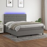 vidaXL Sommier à lattes de lit et matelas et LED Gris foncé 180x200 cm